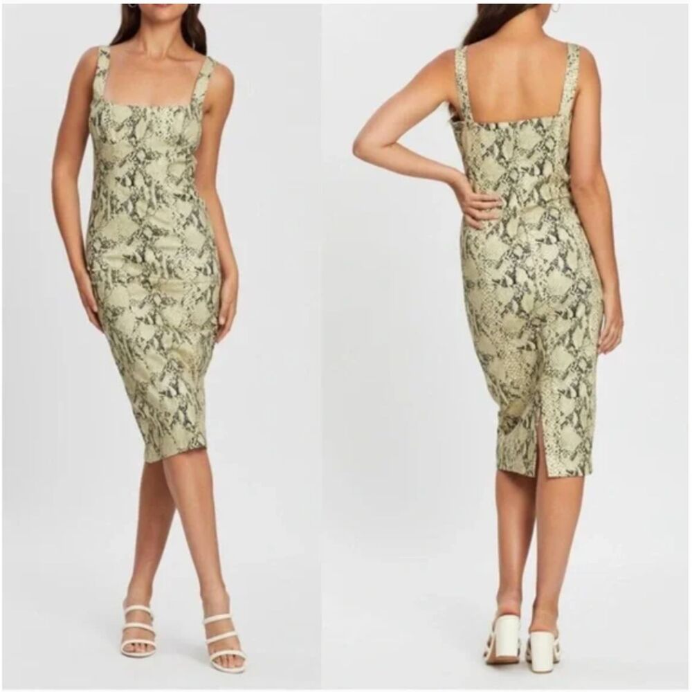 NWT Capulet Lola Bustier‎ Denim Dress Python Snakeskin Print Mob Wife Size Small